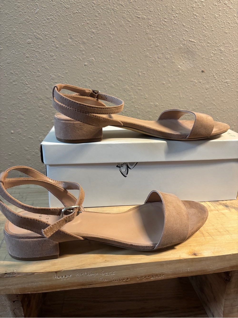 NEW A New Day Women’s Nude Suede Tan Sandals, no heel